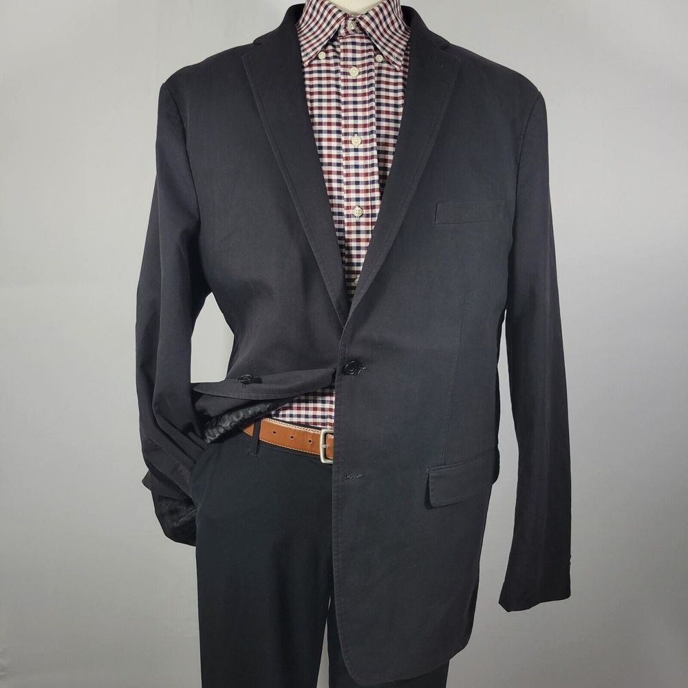 Blue Pronto Uomo Men's Sport Coat‎ Two Button Charcoal Gray Cotton Spandex XLT